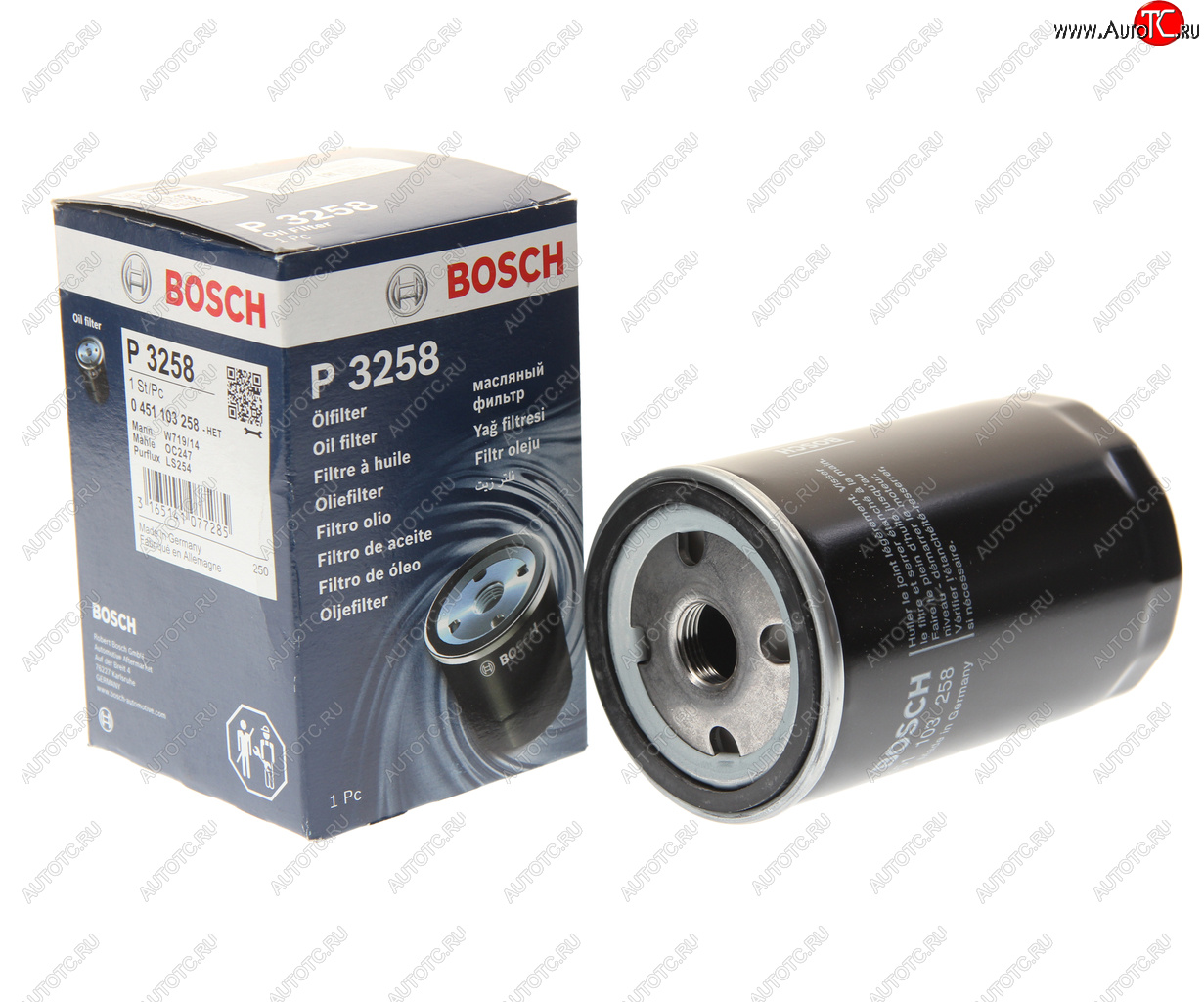 679 р. Фильтр масляный CHRYSLER Voyager (92-04) JEEP Cherokee (88-04) LDV Maxus (05-) (DTD) BOSCH BOSCH 0451103258  с доставкой в г. Воронеж