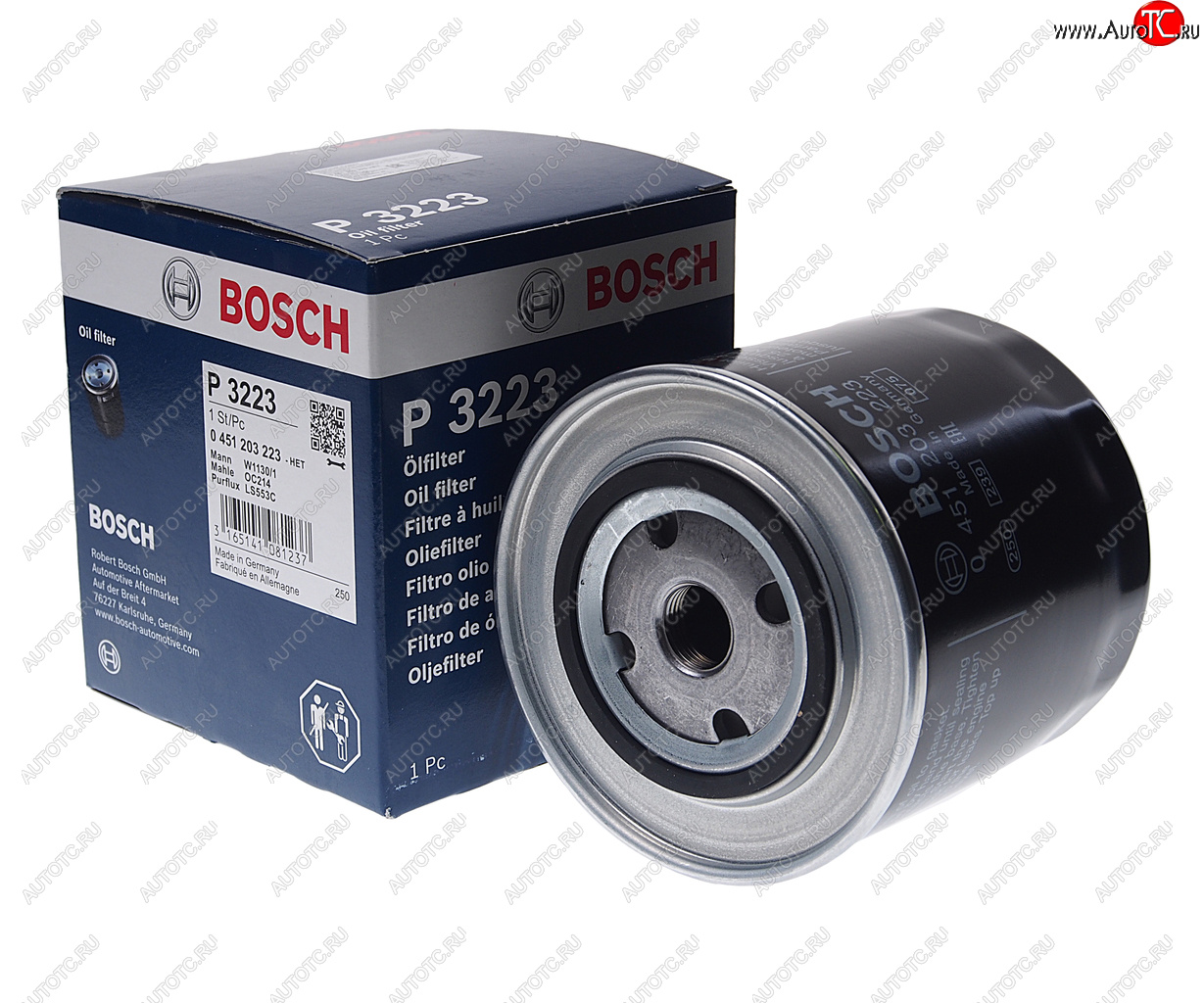 1 199 р. Фильтр масляный VW T4 (90-03) AUDI 100 (83-94) BOSCH BOSCH 0451203223 BOSCH 0451203223  с доставкой в г. Воронеж