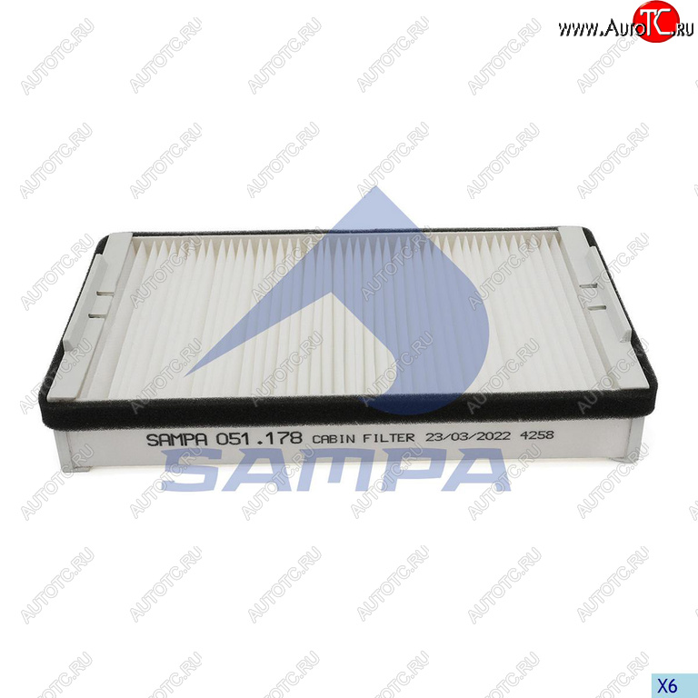 899 р. Фильтр воздушный салона DAF 95XF,CF (251х151х45мм) SAMPA SAMPA 051.178-01  с доставкой в г. Воронеж