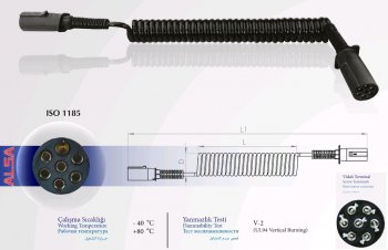 3 599 р. Кабель электрический прицепа N-type 7-полюсный L=4500мм пластиковые штекеры ALSA ALSA 05rf0103n45  с доставкой в г. Воронеж. Увеличить фотографию 2