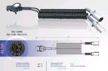 6 649 р. Кабель электрический прицепа N-type+S-type 76+1-полюсный сдвоенный L=4500мм металл. штекер ALSA ALSA 05rf021045  с доставкой в г. Воронеж. Увеличить фотографию 2