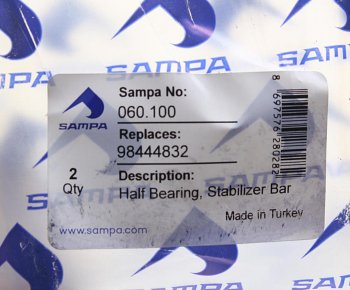 359 р. Втулка стабилизатора IVECO EuroTech,EuroCargo,Tector переднего (половинка) (62x92x7080мм) SAMPA SAMPA 060.100  с доставкой в г. Воронеж. Увеличить фотографию 3