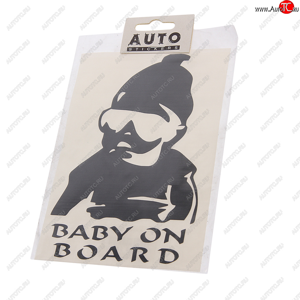 119 р. Наклейка виниловая вырезанная Baby on Board 12х17см черная AUTOSTICKERS AUTOSTICKERS 07555  с доставкой в г. Воронеж