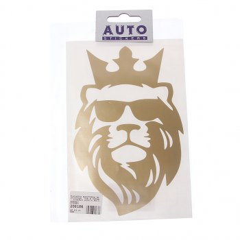 95 р. Наклейка виниловая вырезанная Лев в очках 11х16см золото AUTOSTICKERS AUTOSTICKERS 079363  с доставкой в г. Воронеж. Увеличить фотографию 1
