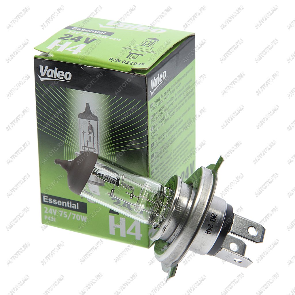 255 р. Лампа 24V H4 7570W P43t-38 3200K (1шт.) Essential VALEO VALEO 032939  с доставкой в г. Воронеж