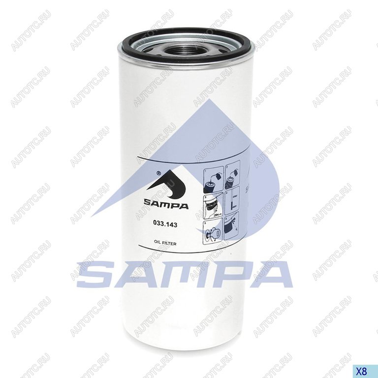 1 239 р. Фильтр масляный VOLVO 6FL,7FL,10FL,12F,12FH,12FL,16FL SAMPA SAMPA 033.143-01  с доставкой в г. Воронеж
