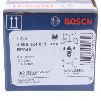 2 769 р. Колодки тормозные передние (4шт.) BOSCH KIA Ceed 1 ED дорестайлинг, хэтчбэк 5 дв. (2006-2010)  с доставкой в г. Воронеж. Увеличить фотографию 4