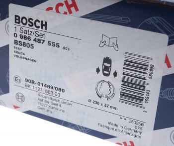 2 869 р. Колодки тормозные задние барабанные 4шт. BOSCH Skoda Octavia Tour A4 1U5 универсал дорестайлинг (1996-2000)  с доставкой в г. Воронеж. Увеличить фотографию 4