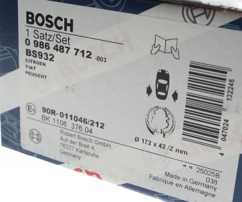 3 389 р. Колодки тормозные задние стояночного тормоза (4шт.) BOSCH Peugeot Boxer 250 (2006-2014)  с доставкой в г. Воронеж. Увеличить фотографию 4