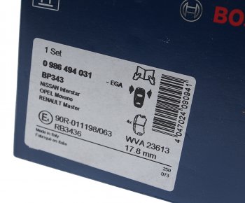 2 889 р. Колодки тормозные передние (4шт.) BOSCH Opel Movano A (1999-2010)  с доставкой в г. Воронеж. Увеличить фотографию 3