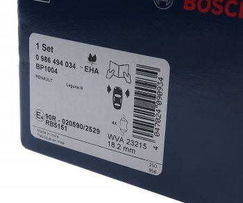 2 699 р. Колодки тормозные передние (4шт.) BOSCH Renault Megane седан  дорестайлинг (2002-2006)  с доставкой в г. Воронеж. Увеличить фотографию 3