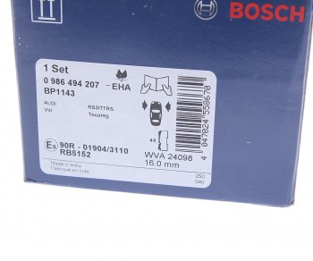 5 299 р. Колодки тормозные передние (4шт.) BOSCH Volkswagen Touareg GP рестайлинг (2006-2010)  с доставкой в г. Воронеж. Увеличить фотографию 4