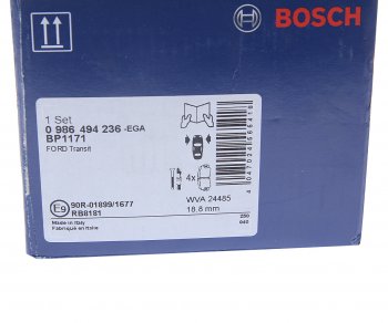 3 699 р. Колодки тормозные передние (4шт.) BOSCH Ford Transit цельнометаллический фургон (2006-2014)  с доставкой в г. Воронеж. Увеличить фотографию 4