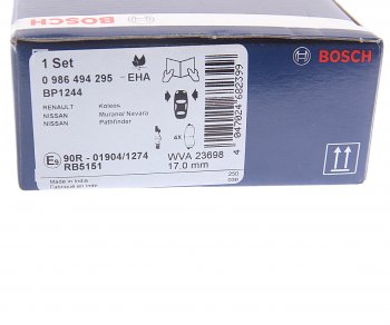 3 089 р. Колодки тормозные передние R17 (4шт.) BOSCH  Nissan Navara ( 1 D21,  1 D22,  2 D40,  3 D23) - Pathfinder ( WD21,  R50,  R51,  R52,  R53)  с доставкой в г. Воронеж. Увеличить фотографию 4