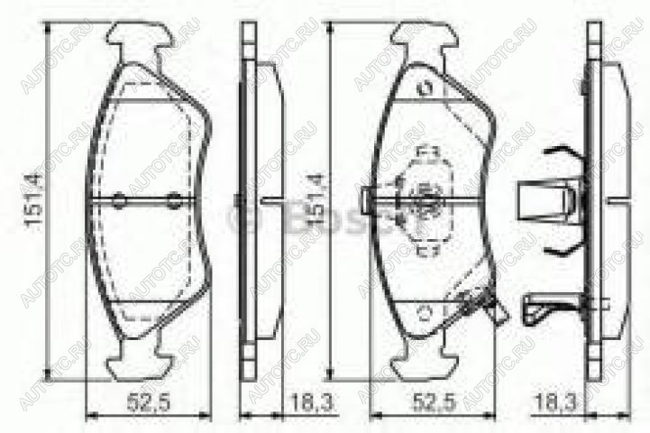 1 279 р. Колодки тормозные передние (4шт.) BOSCH KIA Clarus GC универсал рестайлинг (1998-2001)  с доставкой в г. Воронеж