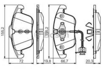 4 199 р. Колодки тормозные передние (4шт.) BOSCH  Audi A4  B8 - A5  8T  с доставкой в г. Воронеж. Увеличить фотографию 1