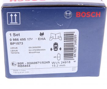 2 599 р. Колодки тормозные задние (4шт.) BOSCH Toyota Highlander XU50 дорестайлинг (2013-2017)  с доставкой в г. Воронеж. Увеличить фотографию 4