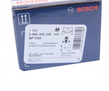 1 359 р. Колодки тормозные задние (4шт.) BOSCH Chevrolet Cruze J300 седан дорестайлинг (2009-2012)  с доставкой в г. Воронеж. Увеличить фотографию 4