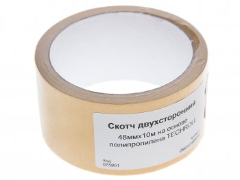 131 р. Скотч двухсторонний 48ммх10м на основе полипропилена TECHROLL TECHROLL 099107485014  с доставкой в г. Воронеж. Увеличить фотографию 1