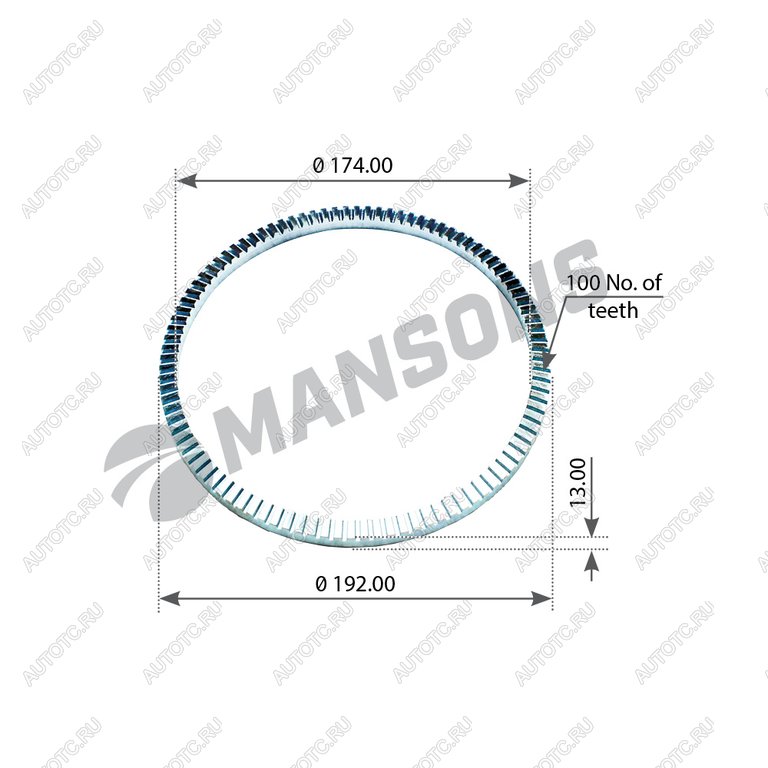 1 699 р. Кольцо АБС SCANIA P,G,R,T series заднего моста MANSONS MANSONS 100.067  с доставкой в г. Воронеж