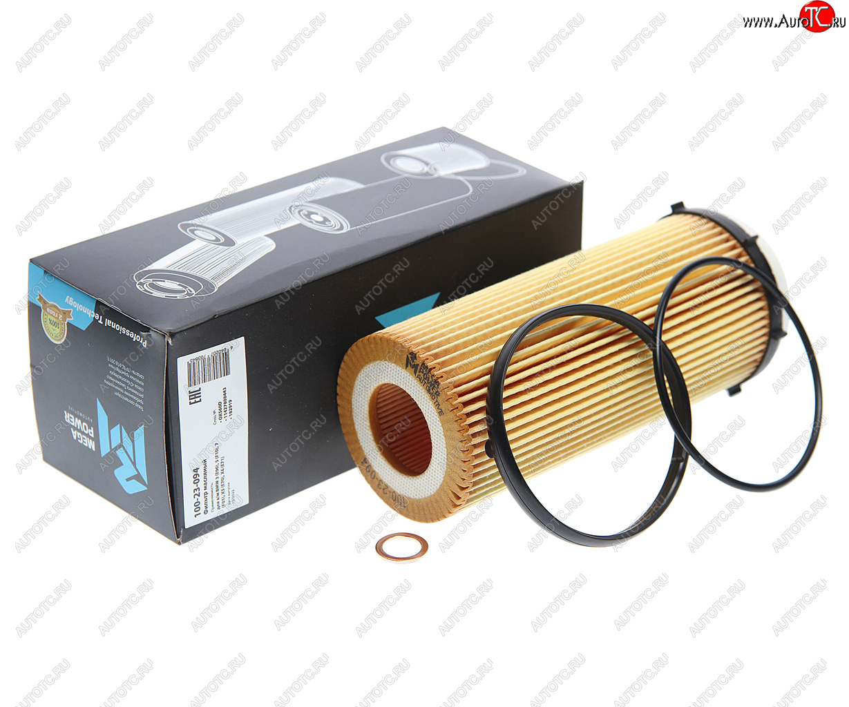297 р. Фильтр масляный BMW 3 (E90),5 (F10),7 (F01),X5 (E70),X6 (E71) MEGAPOWER MEGAPOWER 100-23-094  с доставкой в г. Воронеж