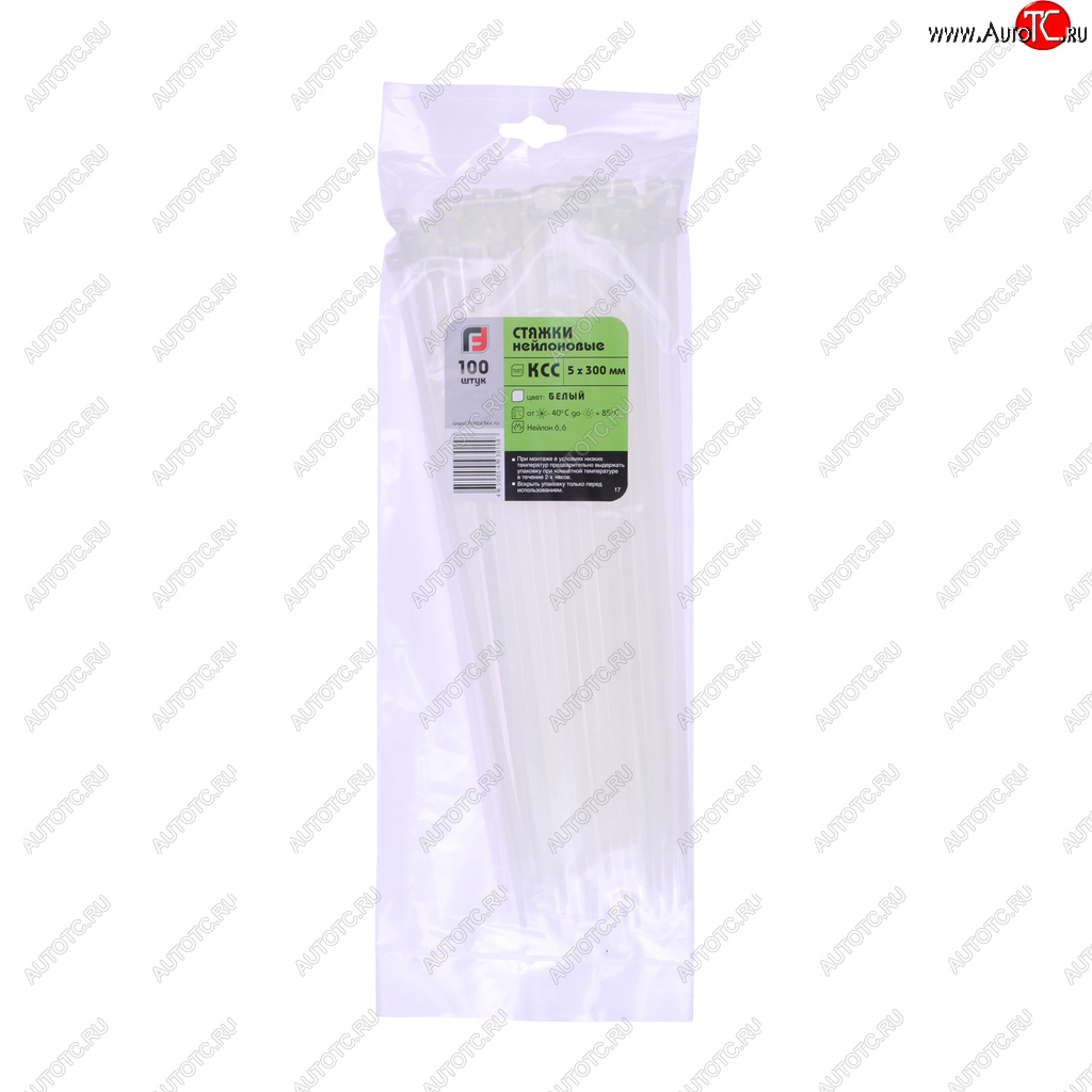 299 р. Хомут-стяжка 300х5.0 пластик белый (100шт.) FORTISFLEX FORTISFLEX 1005300  с доставкой в г. Воронеж