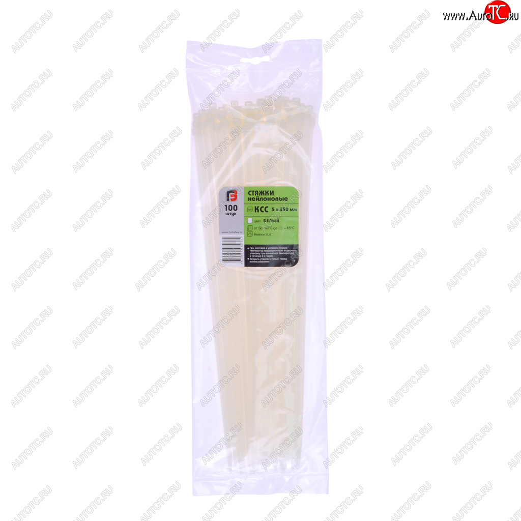 379 р. Хомут-стяжка 350х5.0 пластик белый (100шт.) FORTISFLEX FORTISFLEX 1005350  с доставкой в г. Воронеж