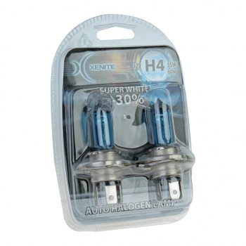 569 р. Лампа 12V H4 6055W P43t +30% 4000К блистер (2шт.) Super White XENITE XENITE 1007045  с доставкой в г. Воронеж. Увеличить фотографию 1