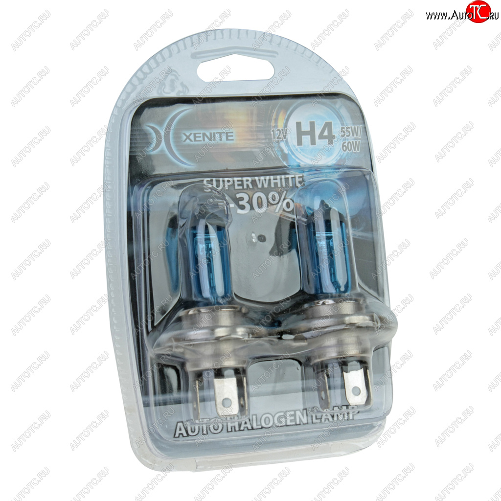 569 р. Лампа 12V H4 6055W P43t +30% 4000К блистер (2шт.) Super White XENITE XENITE 1007045  с доставкой в г. Воронеж