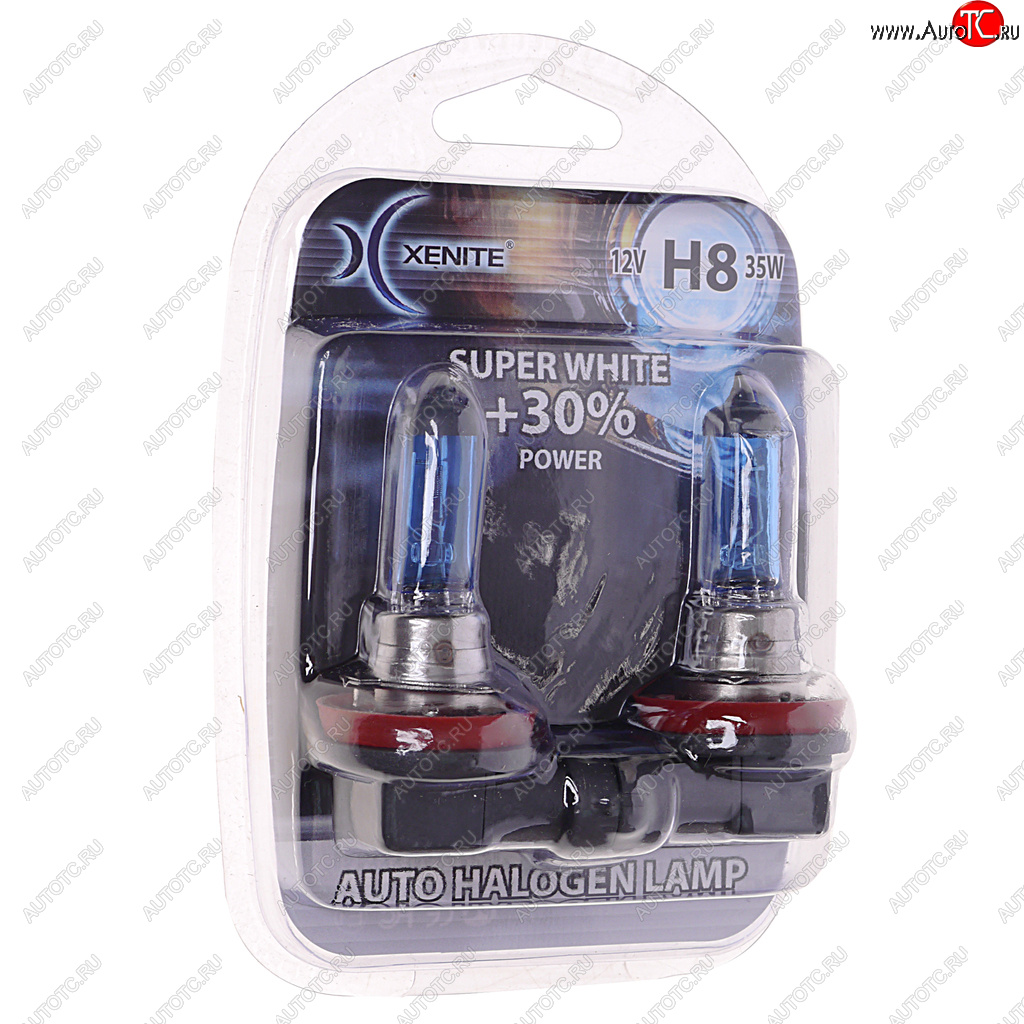 589 р. Лампа 12V H8 35W PGJ19-1 +30% 4000К блистер (2шт.) Super White XENITE XENITE 1007047  с доставкой в г. Воронеж