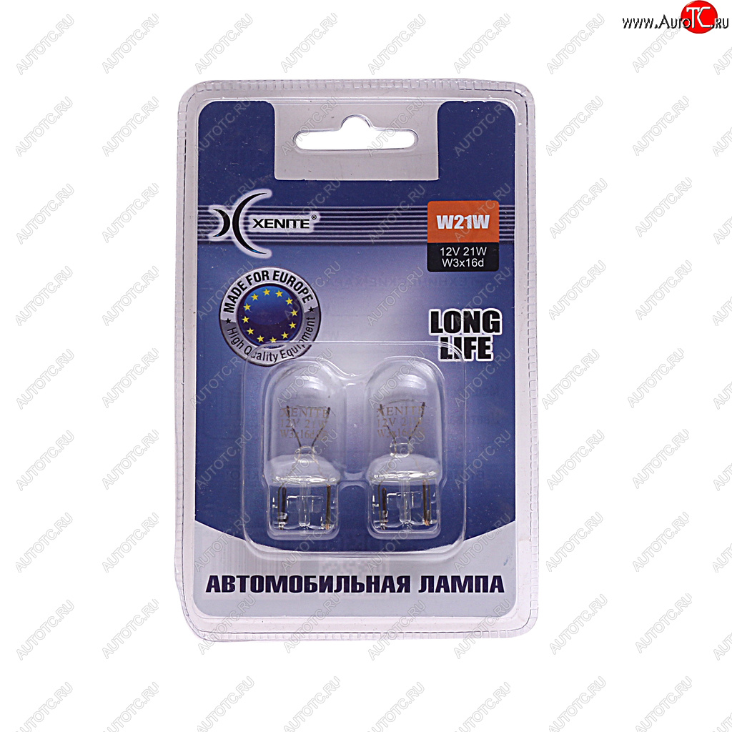 190 р. Лампа 12V W21W W3x16d 3200К блистер (2шт.) Long Life XENITE XENITE 1007115  с доставкой в г. Воронеж
