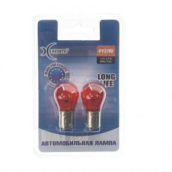 154 р. Лампа 12V PY21W BAU15s 3200К желтая блистер (2шт.) Long Life XENITE XENITE 1007125  с доставкой в г. Воронеж. Увеличить фотографию 1
