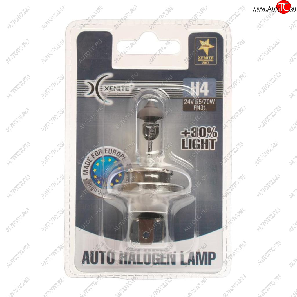 299 р. Лампа 24V H4 7570W P43t +30% 3200К блистер (1шт.) XENITE XENITE 1007136  с доставкой в г. Воронеж