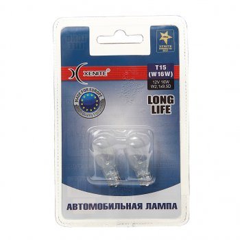 116 р. Лампа 12V W16W W2.1x9.5d блистер (2шт.) Long Life XENITE XENITE 1007152  с доставкой в г. Воронеж. Увеличить фотографию 1