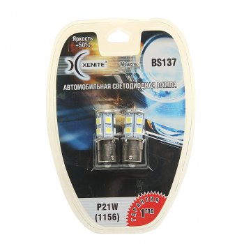 419 р. Лампа светодиодная 12V P21W 2.4W BA15S блистер (2шт.) XENITE XENITE 1009237  с доставкой в г. Воронеж. Увеличить фотографию 1
