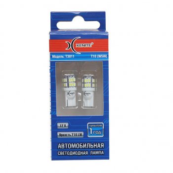 379 р. Лампа светодиодная 12V W5W T10 W2.1х9.5d 210Lm бесцокольная блистер (2шт.) XENITE XENITE 1009419  с доставкой в г. Воронеж. Увеличить фотографию 1