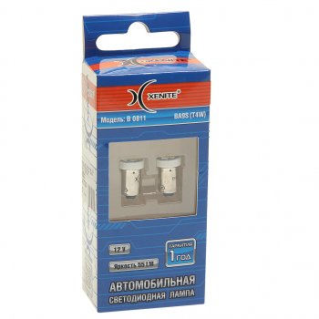 243 р. Лампа светодиодная 12V T4W BA9s 55Lm бокс (2шт.) XENITE XENITE 1009545  с доставкой в г. Воронеж. Увеличить фотографию 1