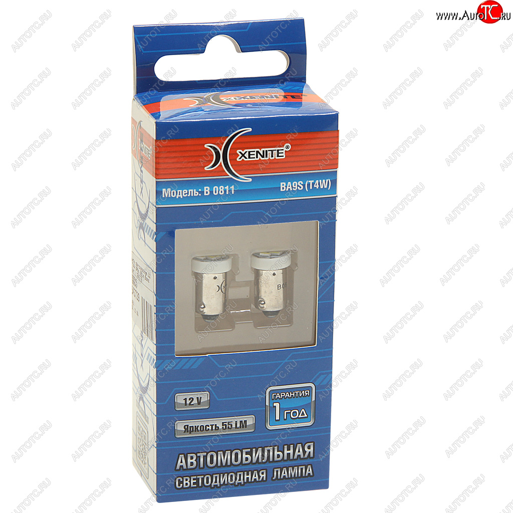243 р. Лампа светодиодная 12V T4W BA9s 55Lm бокс (2шт.) XENITE XENITE 1009545  с доставкой в г. Воронеж
