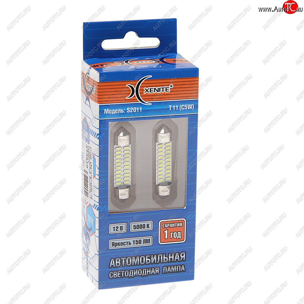 299 р. Лампа светодиодная 12V C5W SV8.5-8 39мм двухцокольная блистер (2шт.) XENITE XENITE 1009613  с доставкой в г. Воронеж