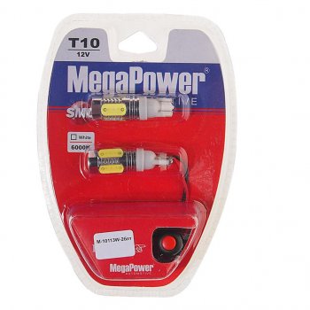 1 789 р. Лампа светодиодная 12V W5W T10 W2.1x9.5d 6000K 4 LED с тестером блистер (2шт.) MEGAPOWER MEGAPOWER-AUTOMOTIVE 10113w-2блт  с доставкой в г. Воронеж. Увеличить фотографию 1