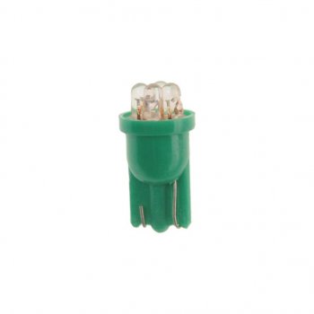 11 р. Лампа светодиодная 12V W5W T10 W2.1x9.5d 4 LED Green MEGAPOWER MEGAPOWER-AUTOMOTIVE 10313g  с доставкой в г. Воронеж. Увеличить фотографию 2