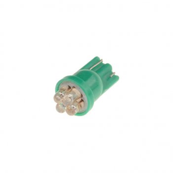 11 р. Лампа светодиодная 12V W5W T10 W2.1x9.5d 4 LED Green MEGAPOWER MEGAPOWER-AUTOMOTIVE 10313g  с доставкой в г. Воронеж. Увеличить фотографию 1