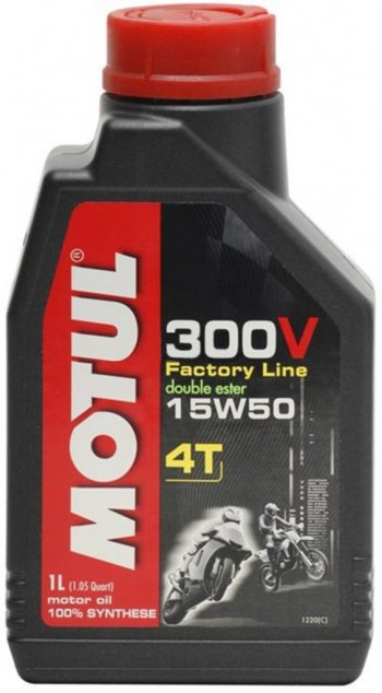 2 399 р. Масло моторное для 4-х тактных двигателей 300V 4T FL ROAD RACING 15W50 синт.1л MOTUL MOTUL 104125  с доставкой в г. Воронеж. Увеличить фотографию 1