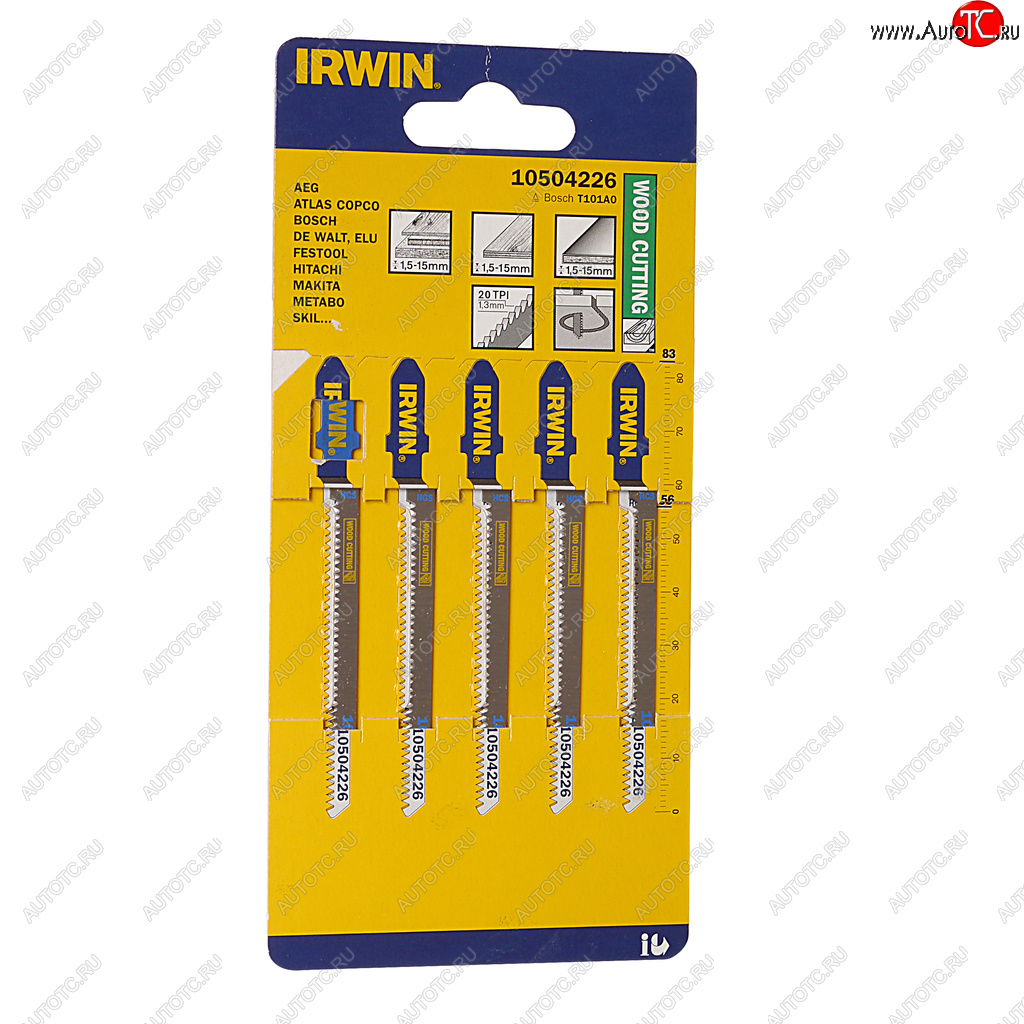 869 р. Пилка для лобзика набор 5шт. дерево 56мм IRWIN IRWIN 10504226  с доставкой в г. Воронеж
