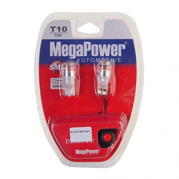 459 р. Лампа светодиодная 12V W5W T10 W2.1x9.5d 6000K с тестером блистер (2шт.) MEGAPOWER MEGAPOWER-AUTOMOTIVE 10712w-2блт  с доставкой в г. Воронеж. Увеличить фотографию 1