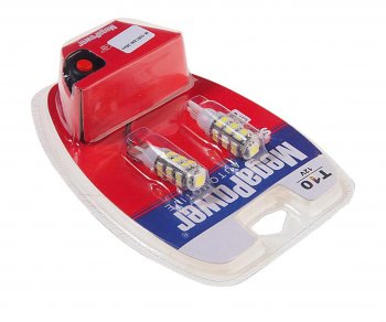 349 р. Лампа светодиодная 12V W5W T10 W2.1x9.5d 6000K 25 LED с тестером блистер (2шт.)MEGAPOWER MEGAPOWER-AUTOMOTIVE 10812w-2блт  с доставкой в г. Воронеж. Увеличить фотографию 2