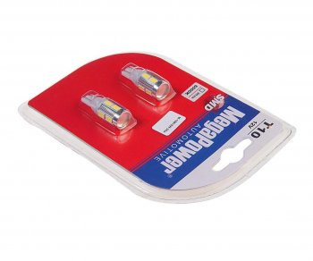 589 р. Лампа светодиодная 12V W5W T10 W2.1x9.5d 6000K 10 LED блистер (2шт.) MEGAPOWER MEGAPOWER-AUTOMOTIVE 10815w-2бл  с доставкой в г. Воронеж. Увеличить фотографию 2