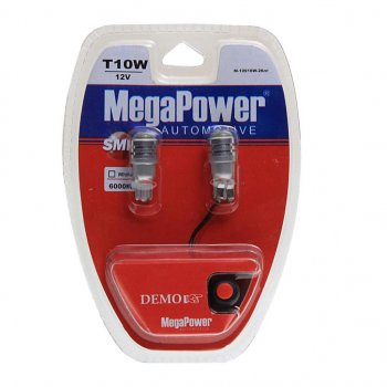 479 р. Лампа светодиодная 12V W5W T10 W2.1x9.5d 6000K с тестером блистер (2шт.) MEGAPOWER MEGAPOWER-AUTOMOTIVE 10916w-2блт  с доставкой в г. Воронеж. Увеличить фотографию 1
