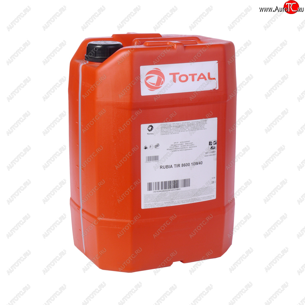 17 999 р. Масло дизельное RUBIA TIR 8600 10W40 п/синт.20л TOTAL TOTAL 110801 TOTAL 110801  с доставкой в г. Воронеж