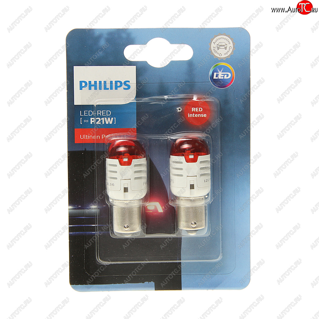 1 899 р. Лампа светодиодная 12V P21W BA15s блистер (2шт.) LED Red Ultinon Pro3000 PHILIPS PHILIPS 11498u30r-2бл  с доставкой в г. Воронеж